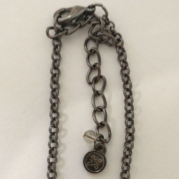 Bohemian Multi Strand Necklace Rhinestones Beaded Gunmetal Simply Vera Wang - Picture 5 of 16